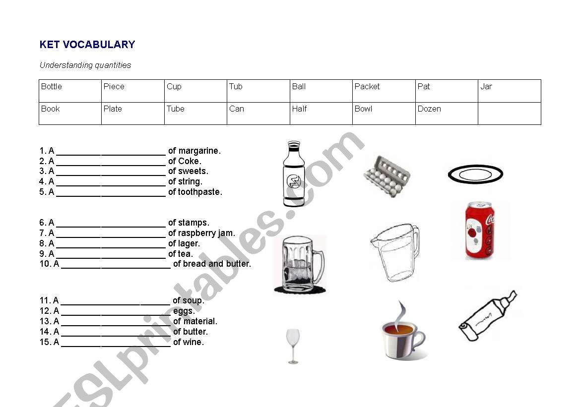 KET VOCABULARY QUANTIFIERS worksheet