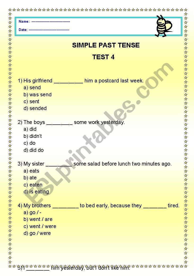 past simple worksheet