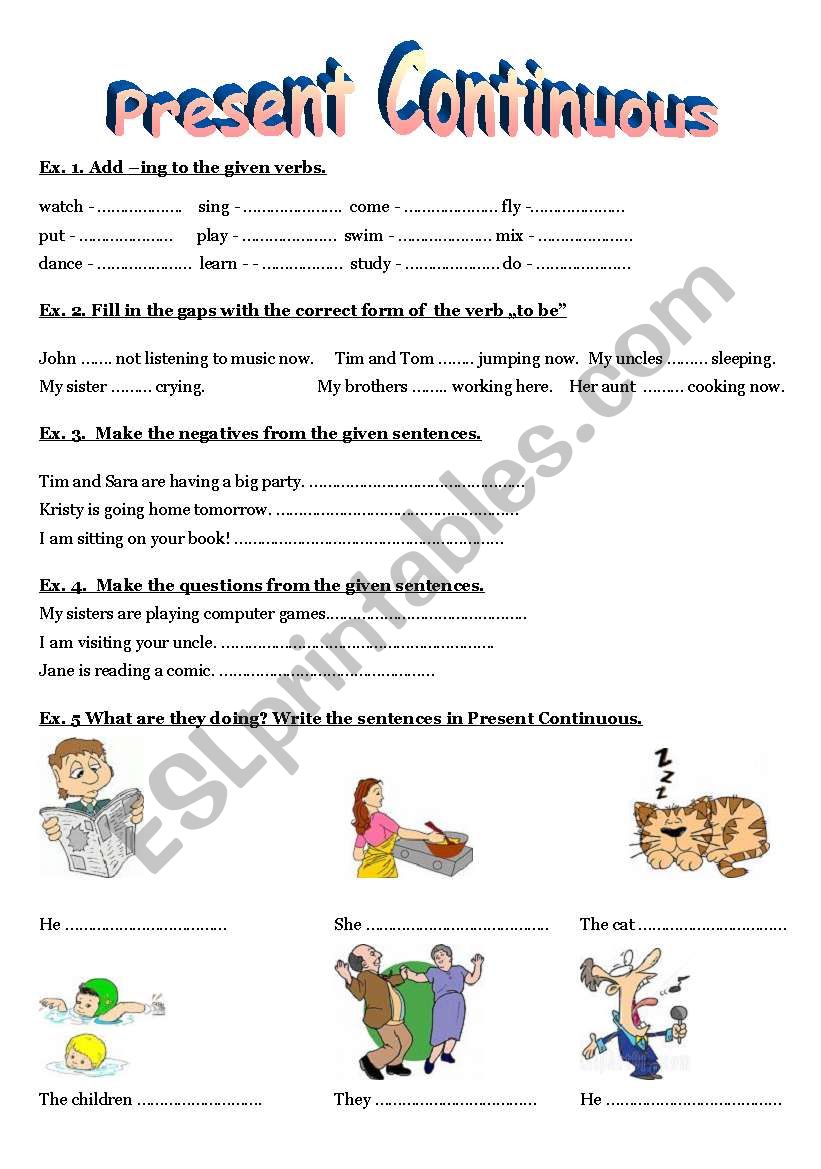 Present Continuous worksheet