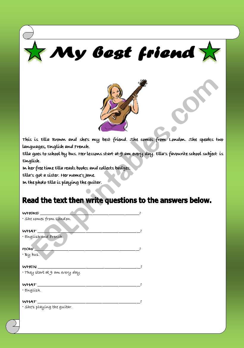 My best friend worksheet