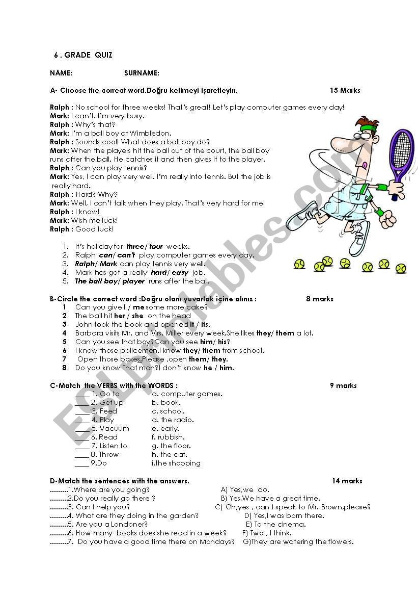 exam  worksheet