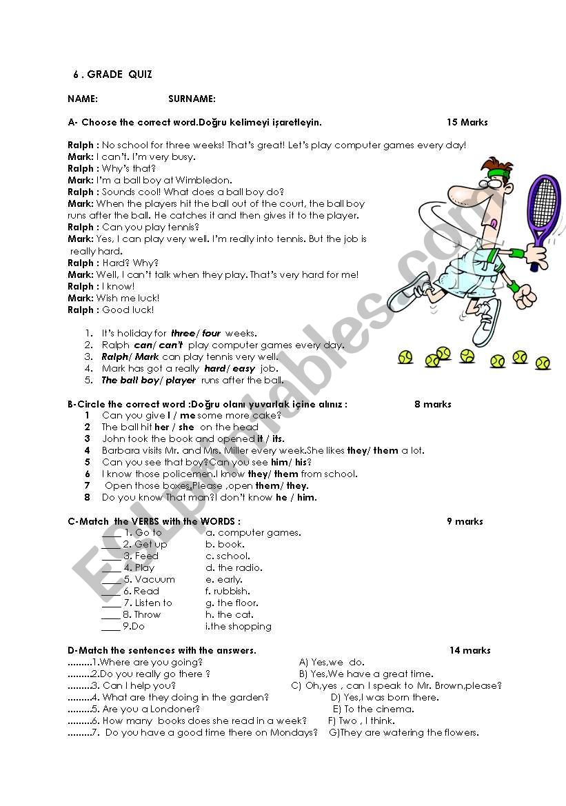 exam  worksheet