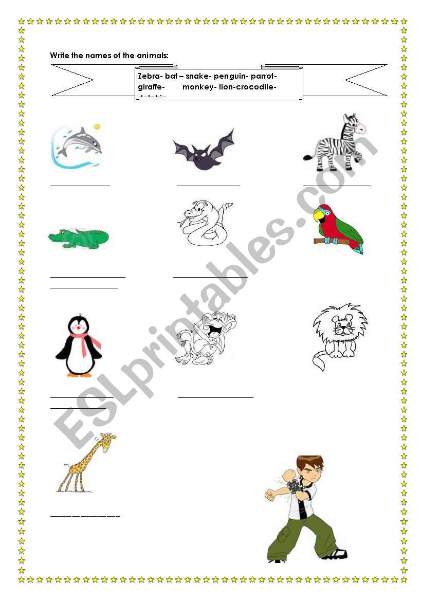 wild animals worksheet