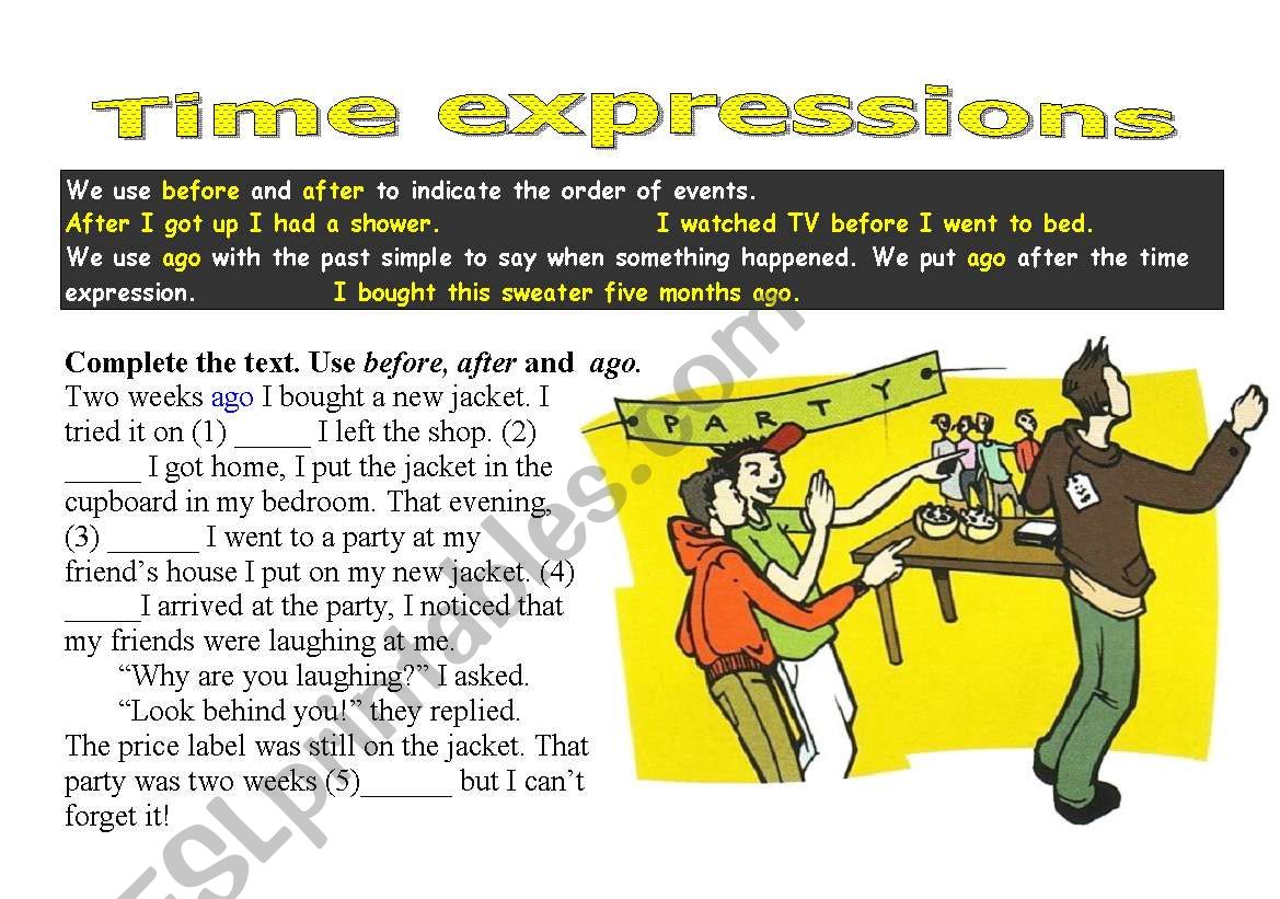 Tme expressions: before, after, ago