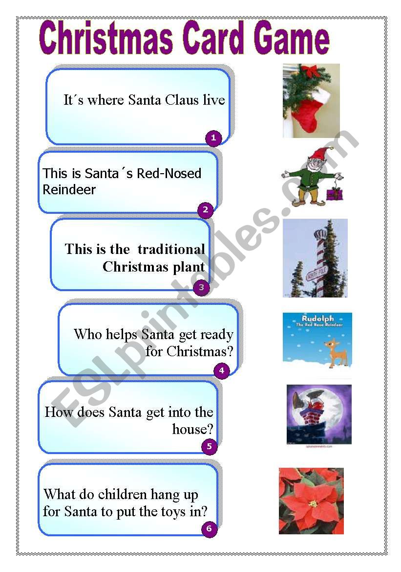 Christmas Card Game worksheet