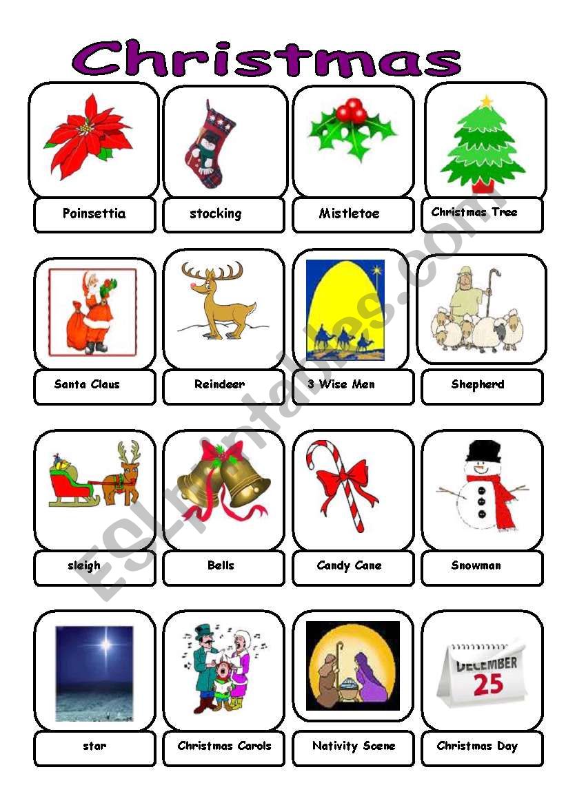 Christmas vocabulary worksheet