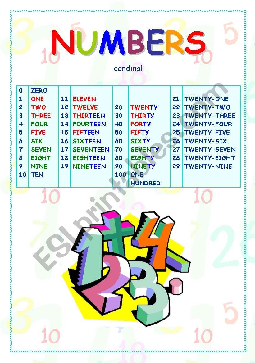 Numbers spelling worksheet