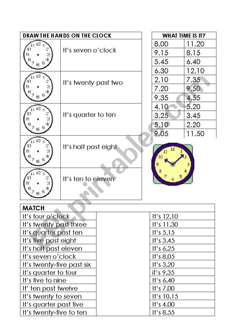 TIME ACTIVITIES worksheet