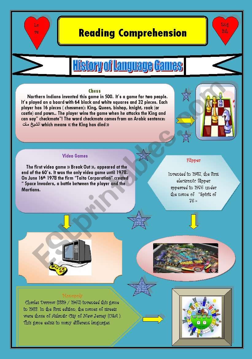 History of Language Games: ( puzzles, monopoly, chess ...etc Reading Comprehension
