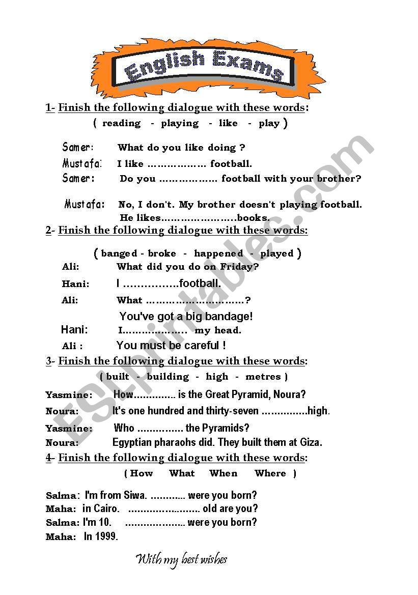 EXERCISE FOR YOUNG LEARNERS worksheet