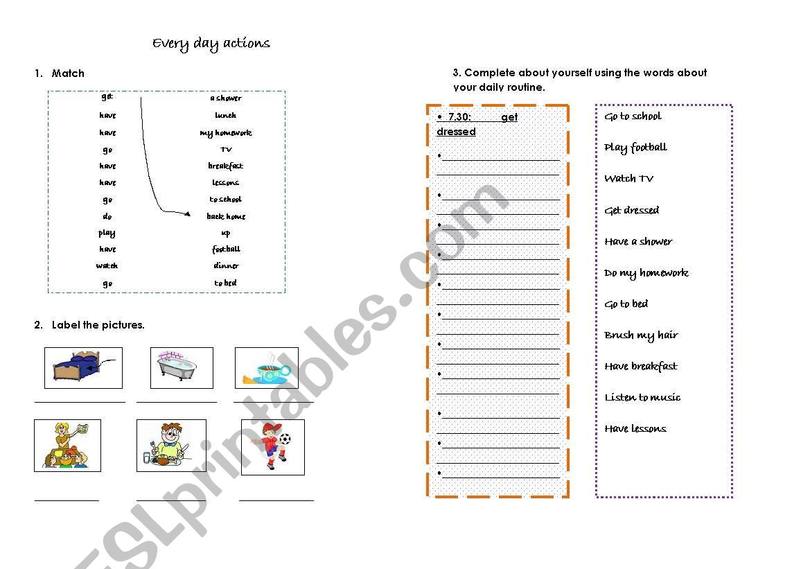 Daily routine worksheet