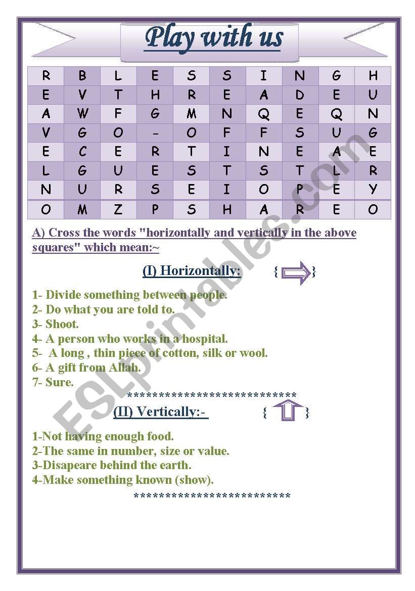 crosswords worksheet