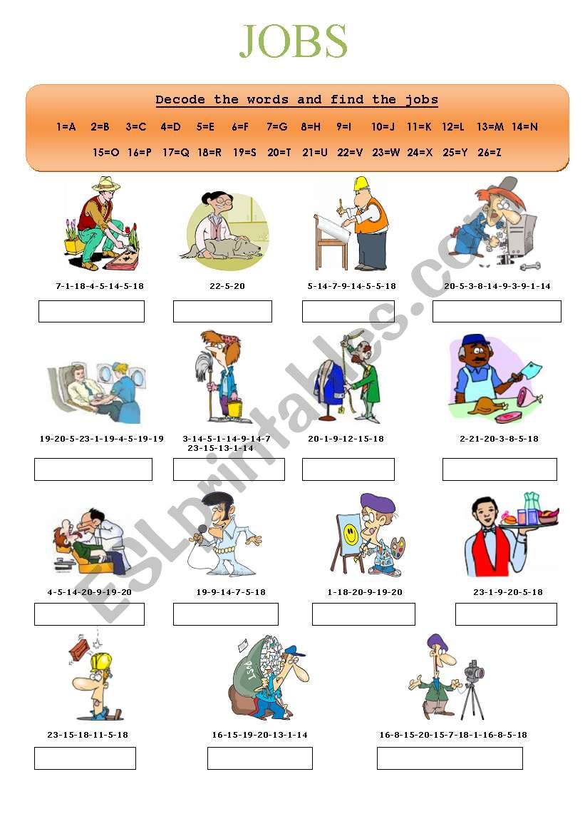 Decode the Jobs- Part 2 worksheet