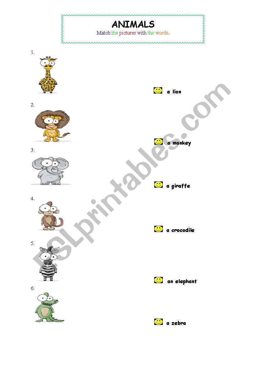 Animals worksheet