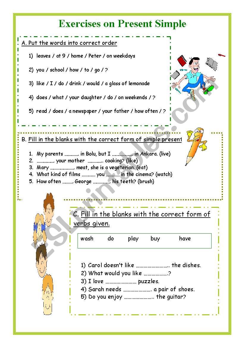 exercises on present simple worksheet
