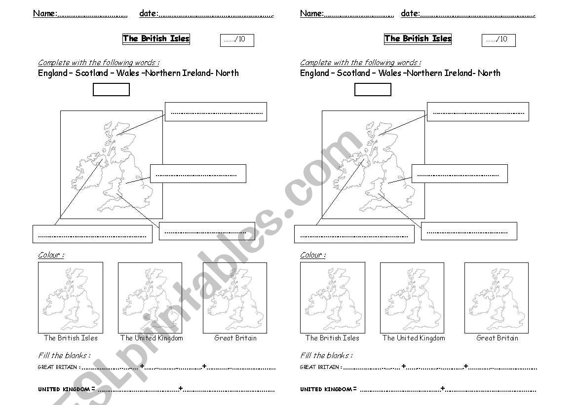 British Isles valuation worksheet