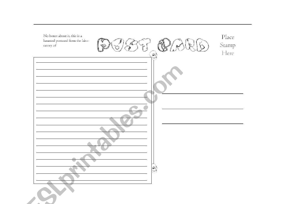 Postcard template  worksheet
