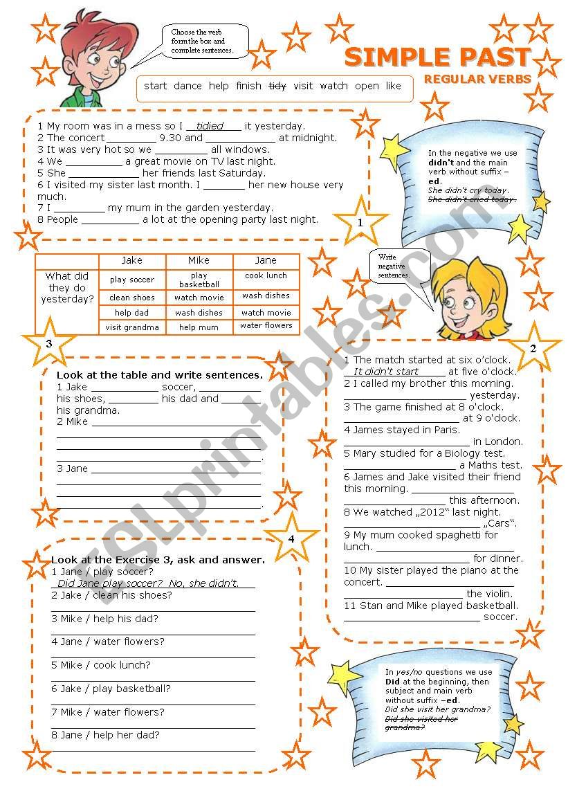 SIMPLE PAST REGULAR VERBS 2/3 worksheet