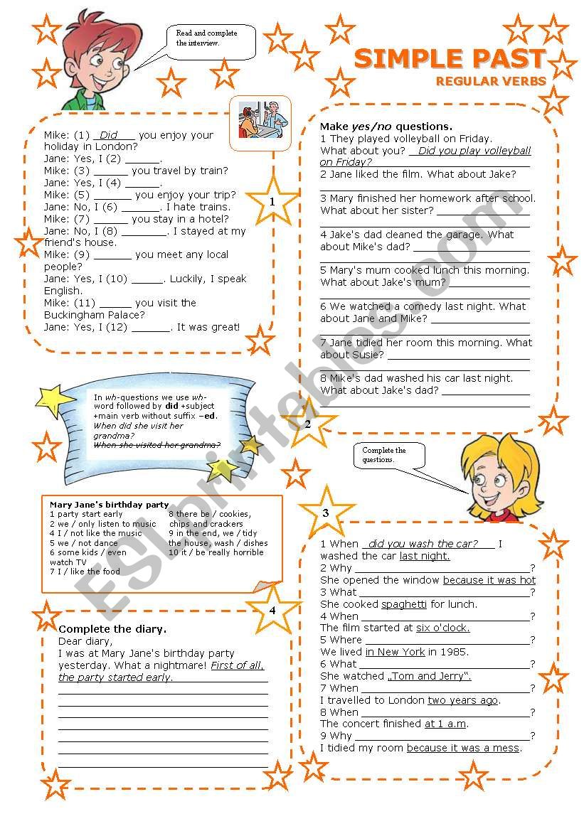 SIMPLE PAST REGULAR VERBS 3/3 worksheet