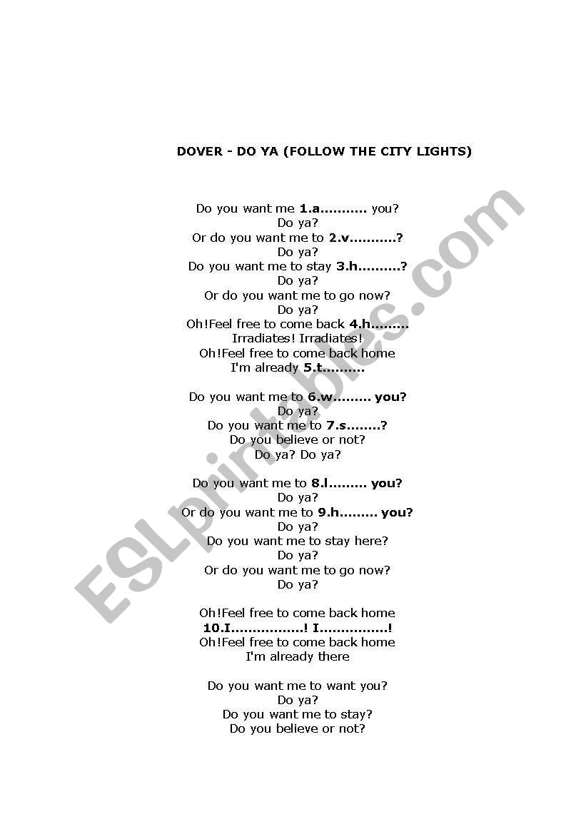 sing a song : dover worksheet