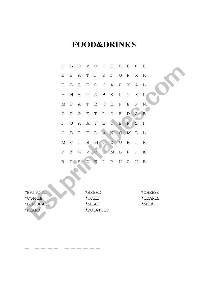 food worksheet