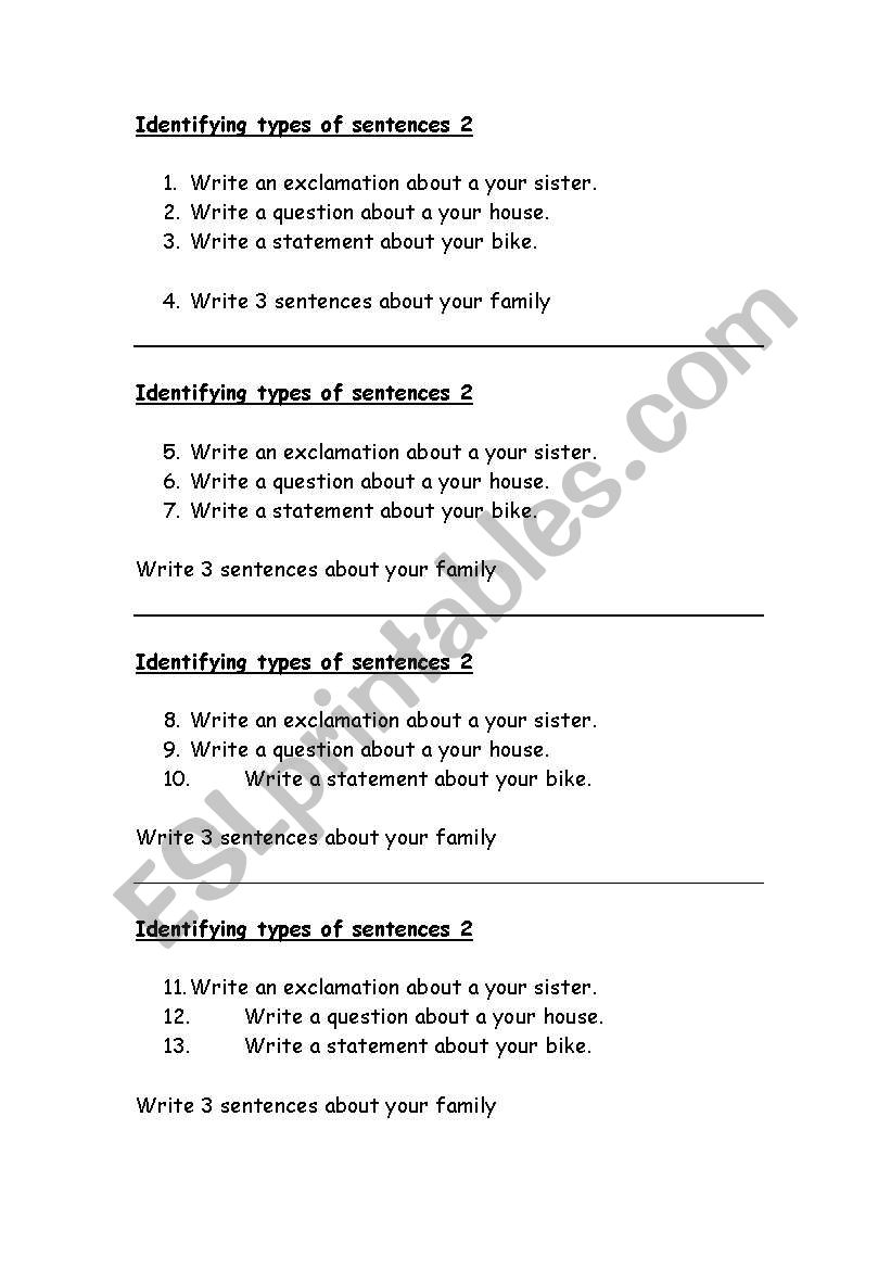 Identifying types of sentences 2