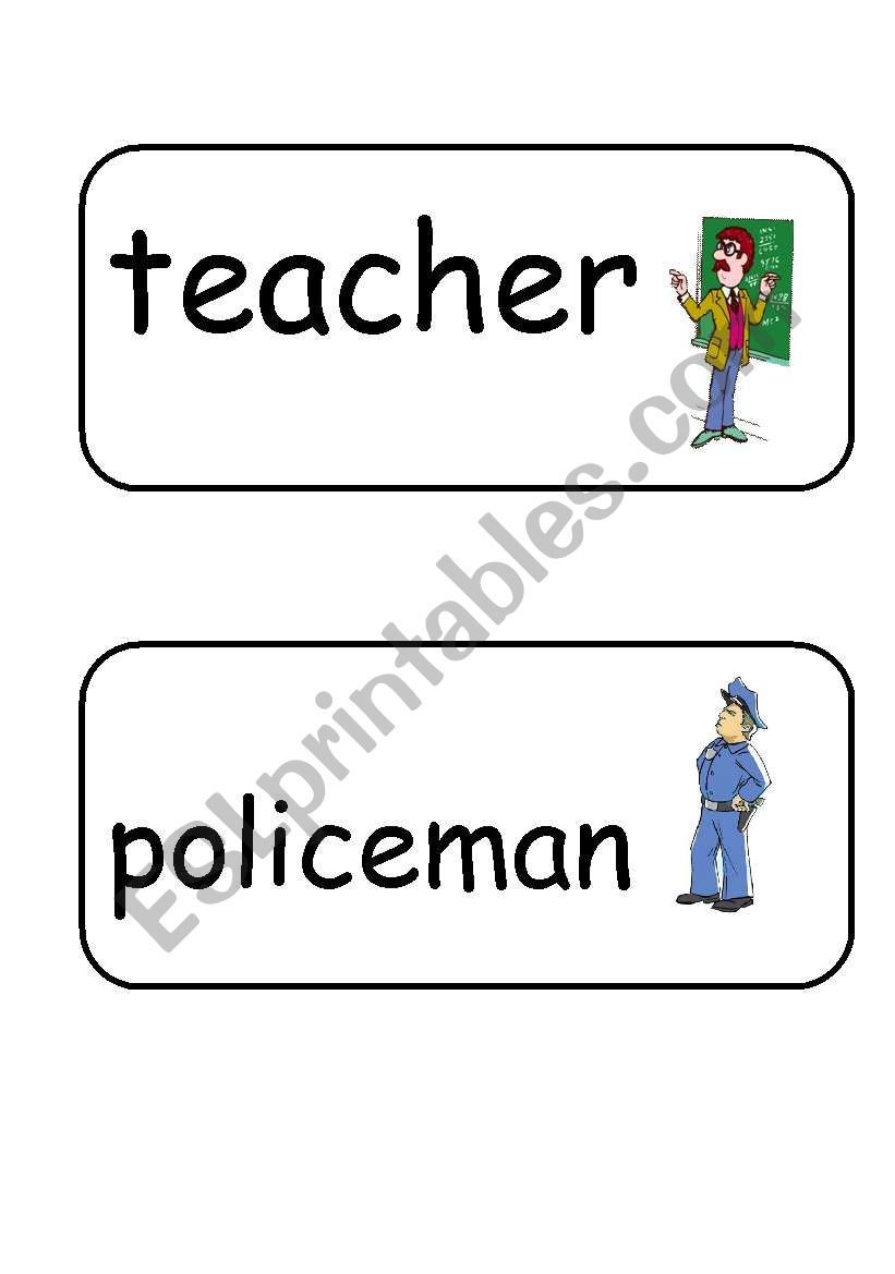 Jobs/ Occupations flashcards worksheet