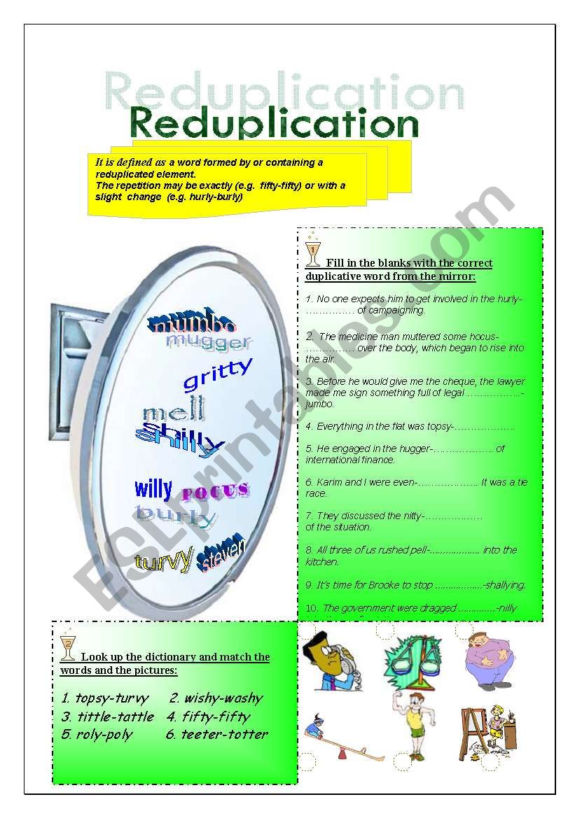Reduplication In English worksheet