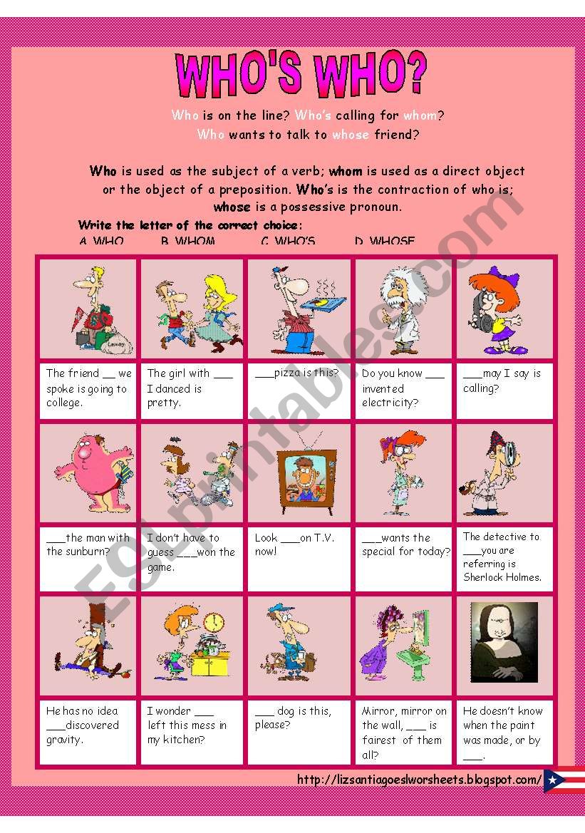 Whos who? worksheet