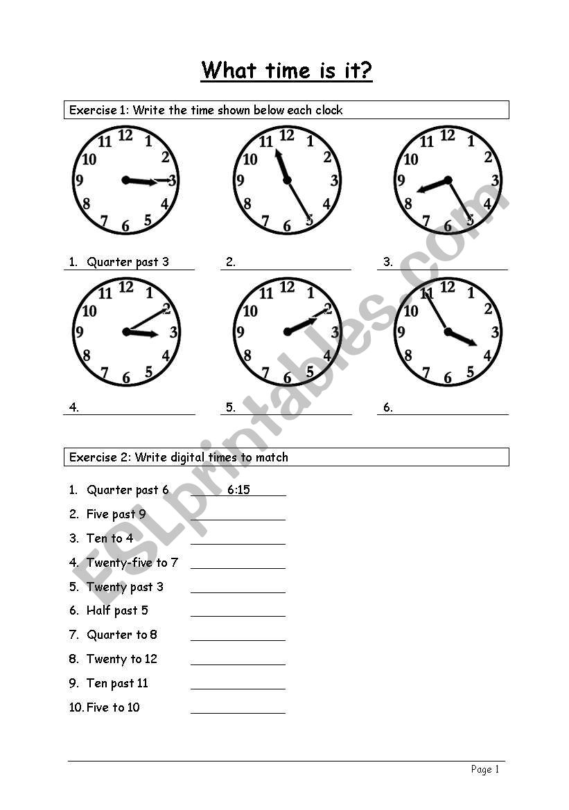 Telling the Time worksheet