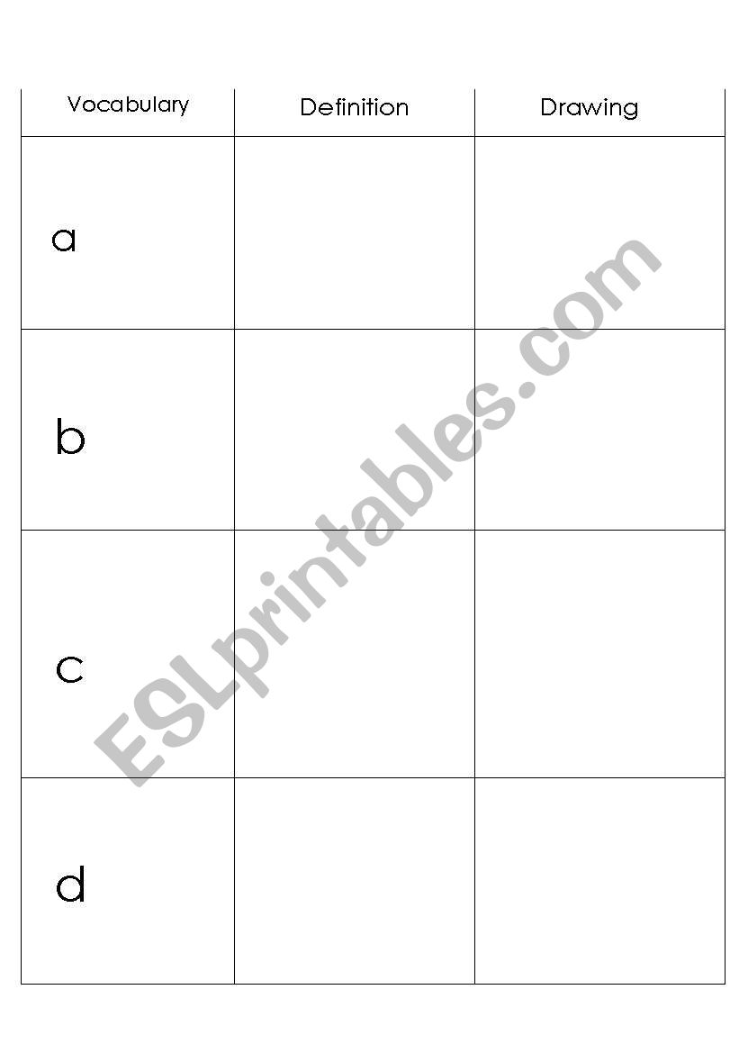 Vocab Booklet - DIY worksheet