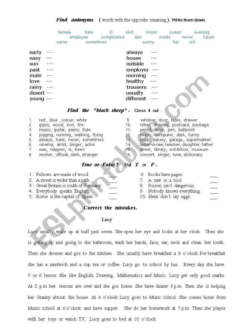 Mix exercises worksheet