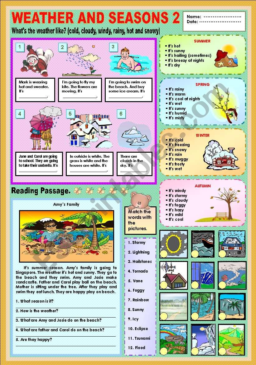 Weather and seasons 2 worksheet