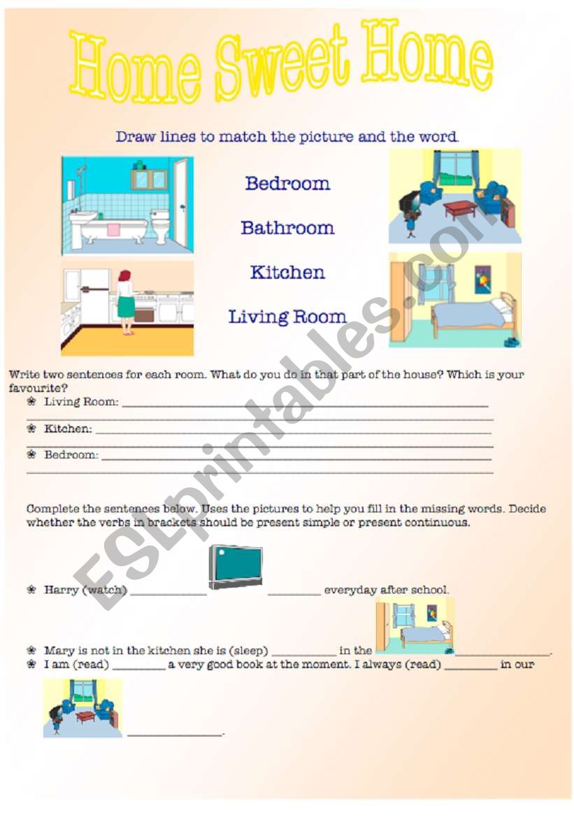 home sweet home worksheet