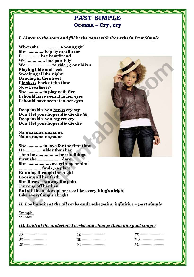 past-simple-song-esl-worksheet-by-myszka