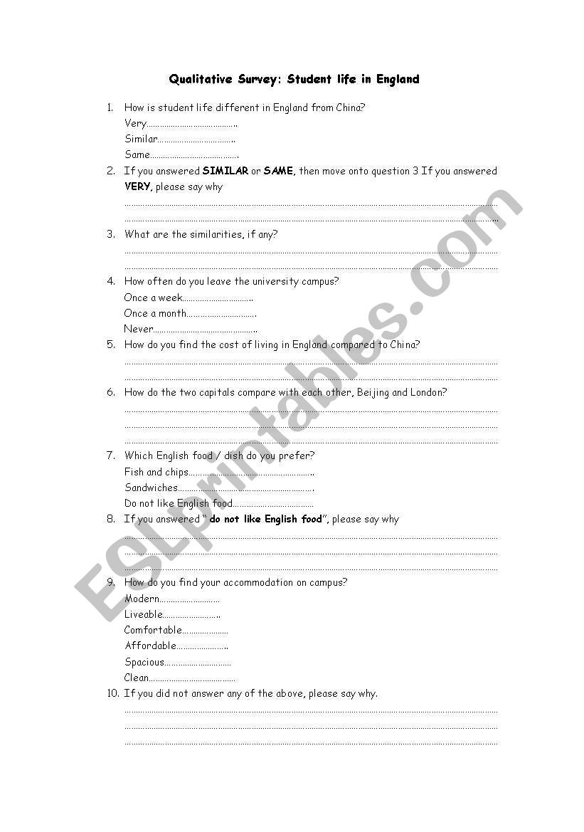 Quantative Research worksheet