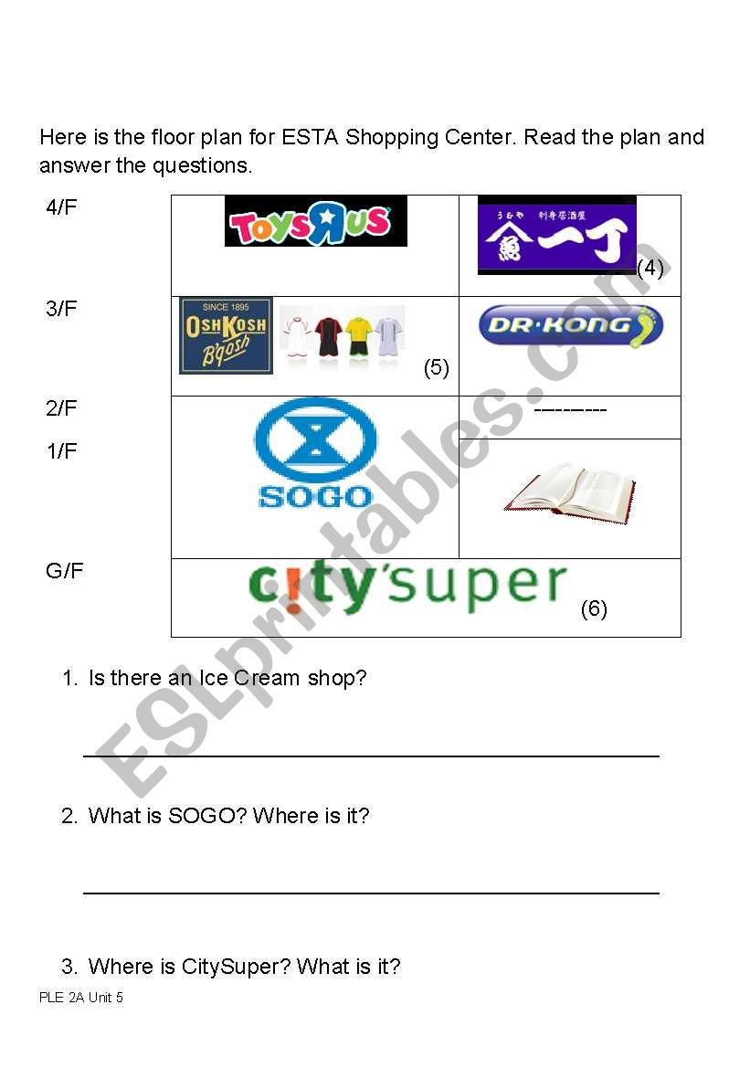 Understanding locations worksheet