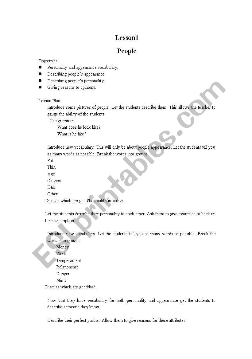 People worksheet