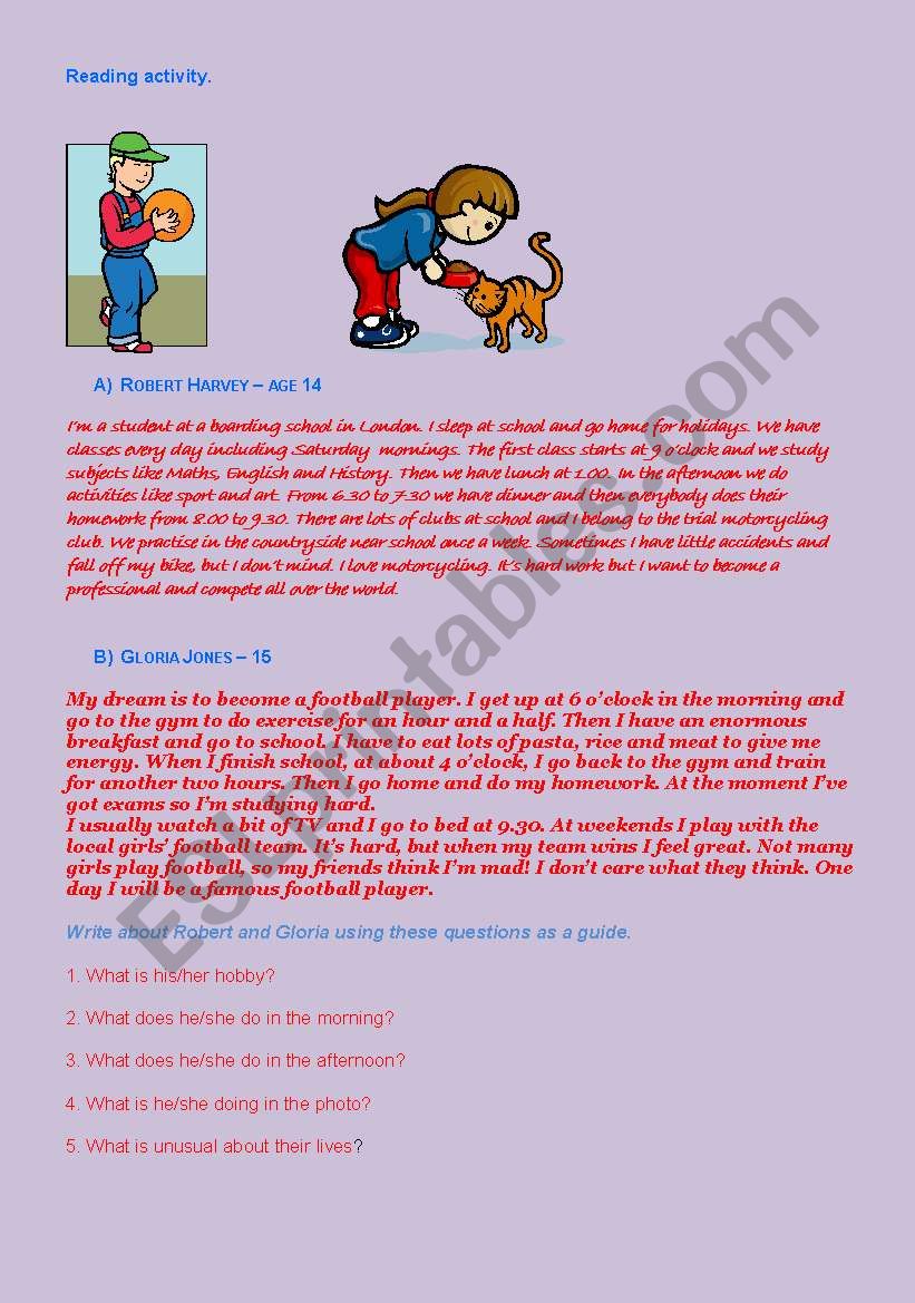 comprehension questions - ESL worksheet by inmaaa86