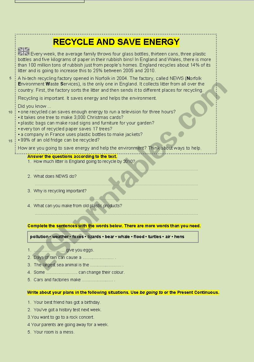 comprehension questions worksheet