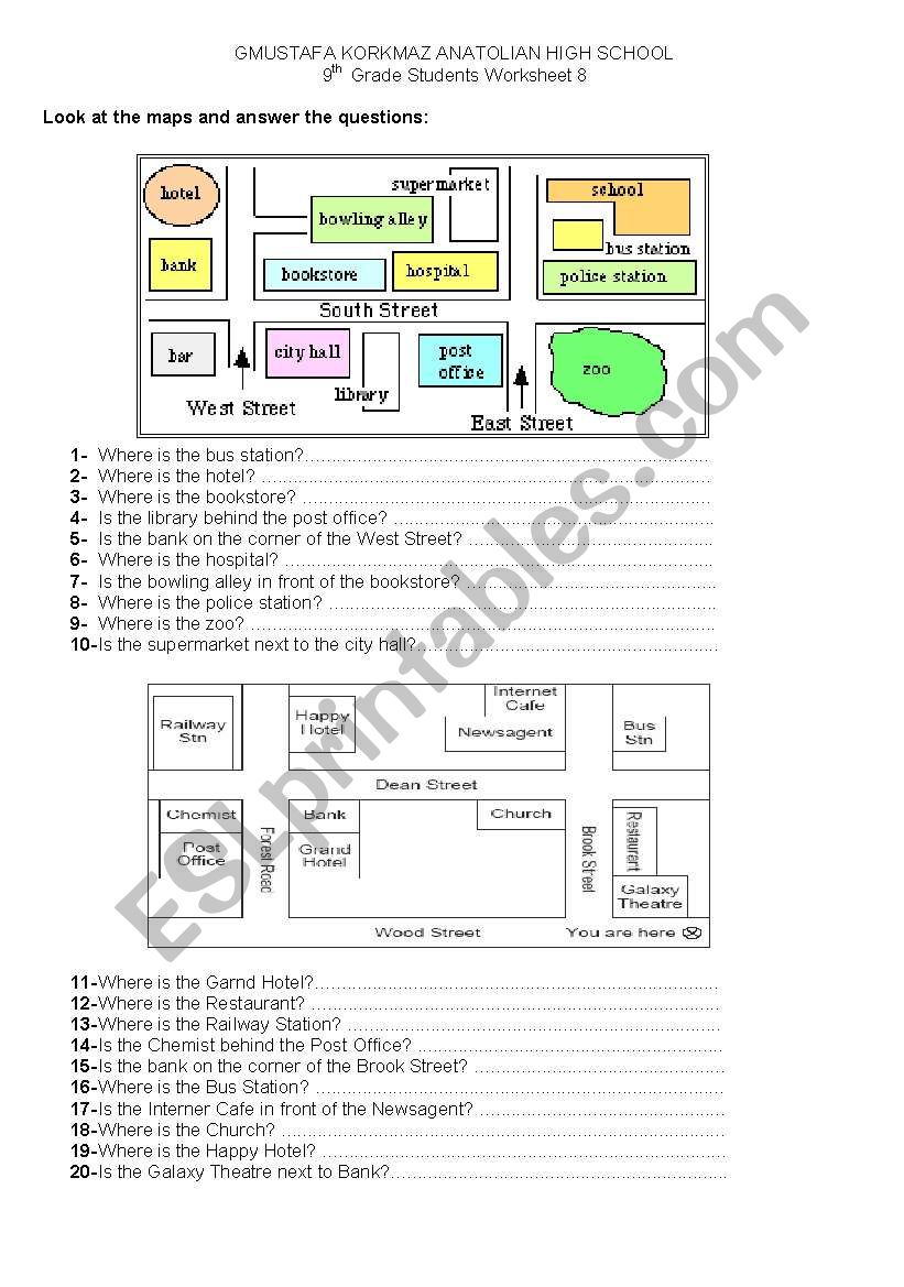 directions worksheet