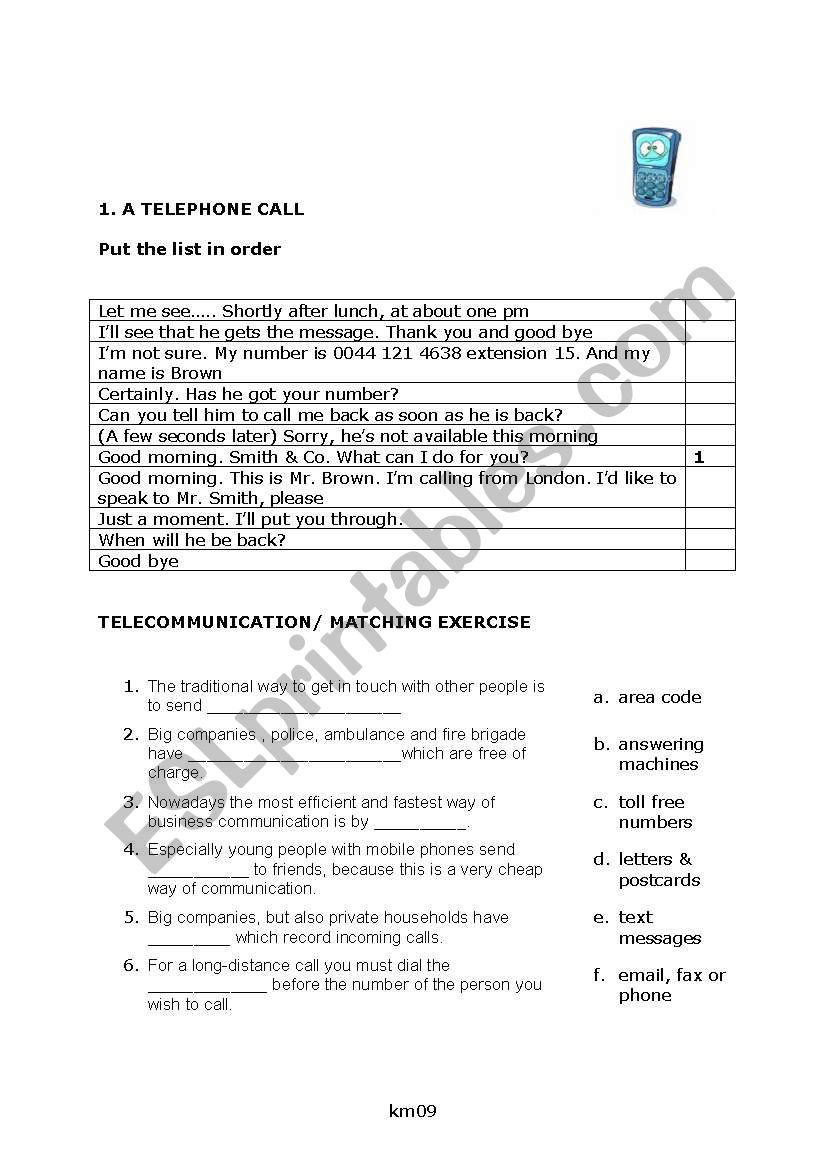 Telecommunication worksheet