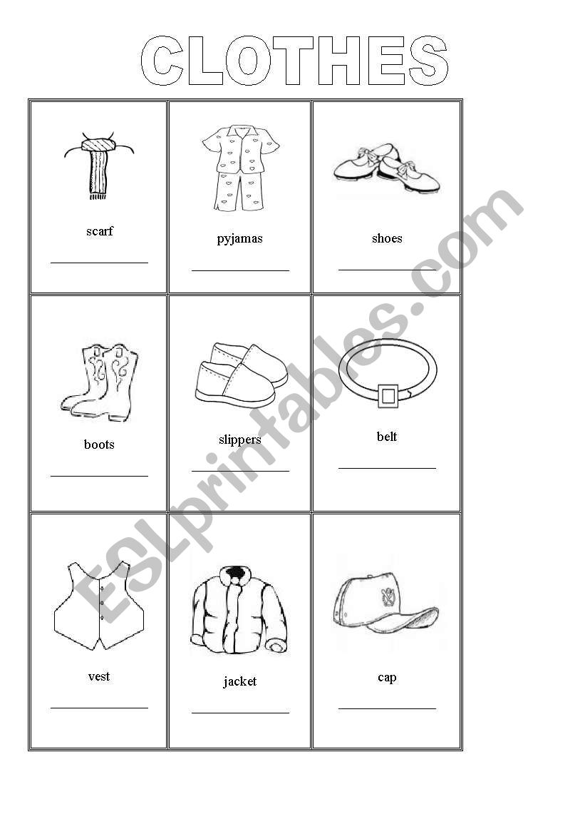 picture dictionary clothes worksheet