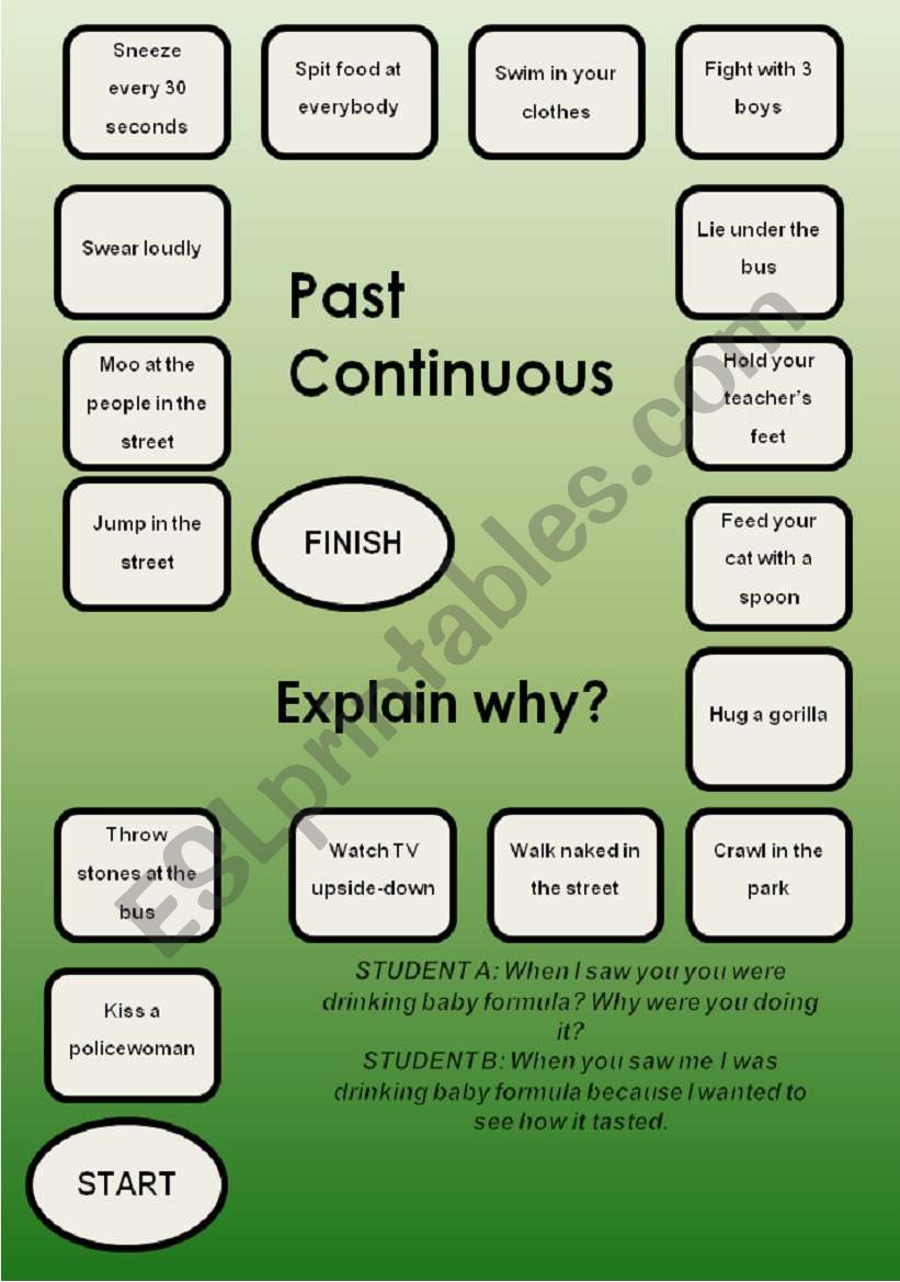 Past Continuous - a boardgame - explain why?