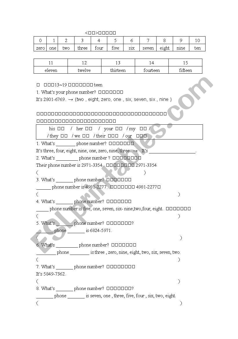 number practice sheet  worksheet