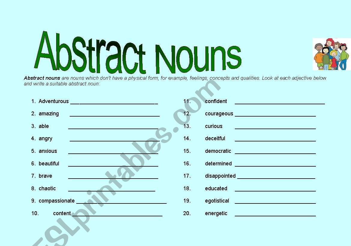 KET VOCABULARY ABSTRACT NOUNS worksheet