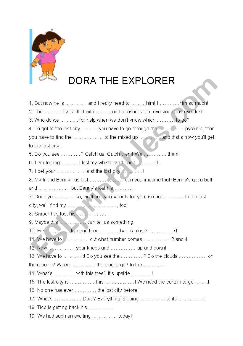 Dora: The city of lost toys worksheet