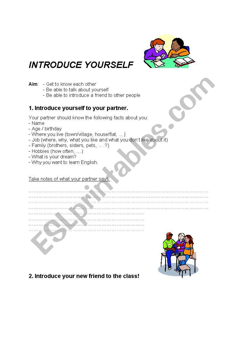 Introduce yourself  worksheet