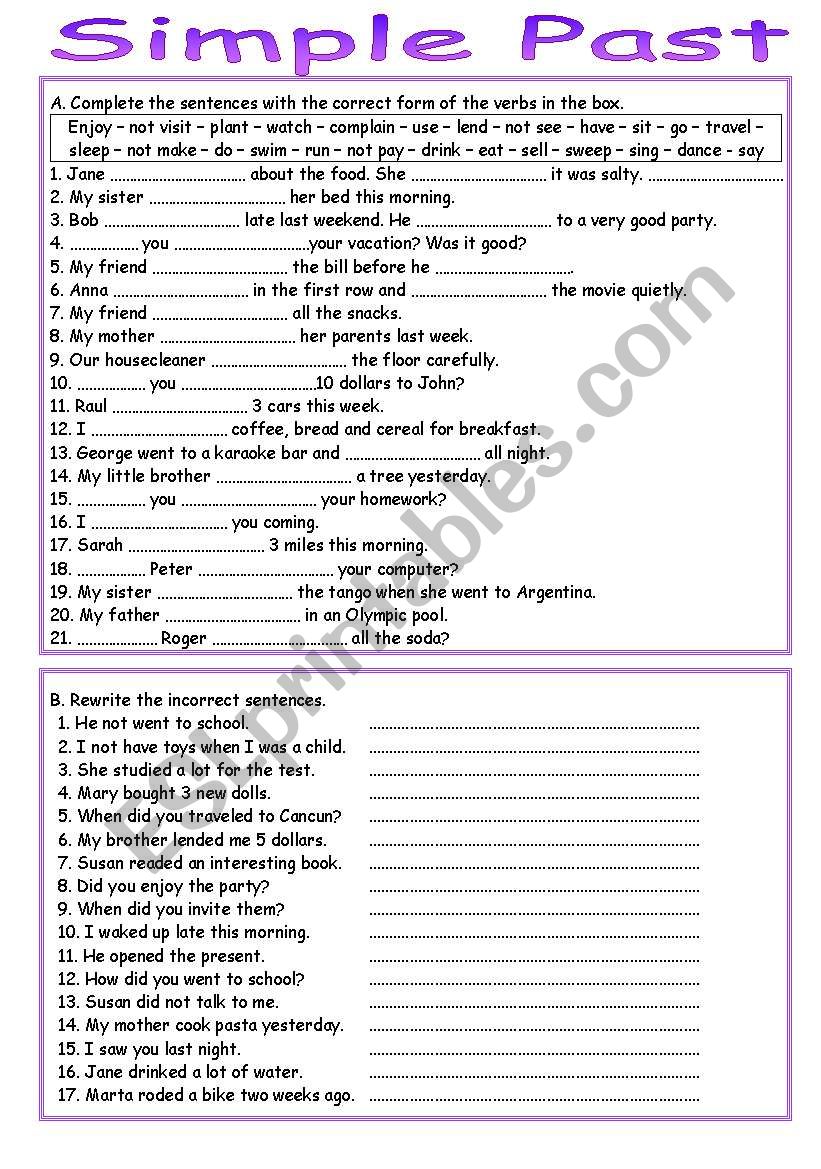 Simple Past II worksheet