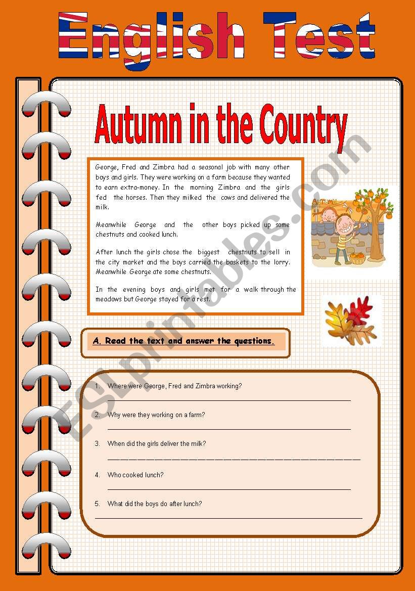Autumn in the country worksheet